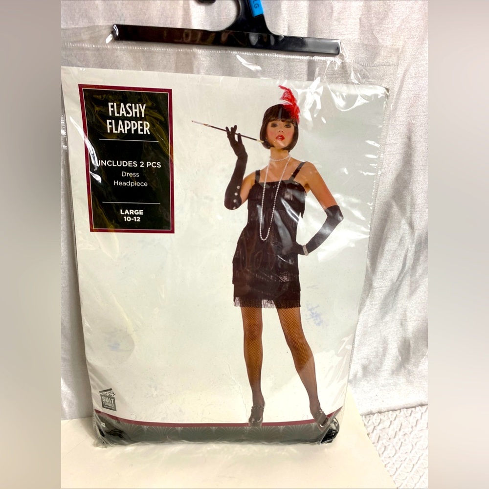Flapper 1920’s Black Fringe Costume Halloween NWT US Size 10/12 ~ Large